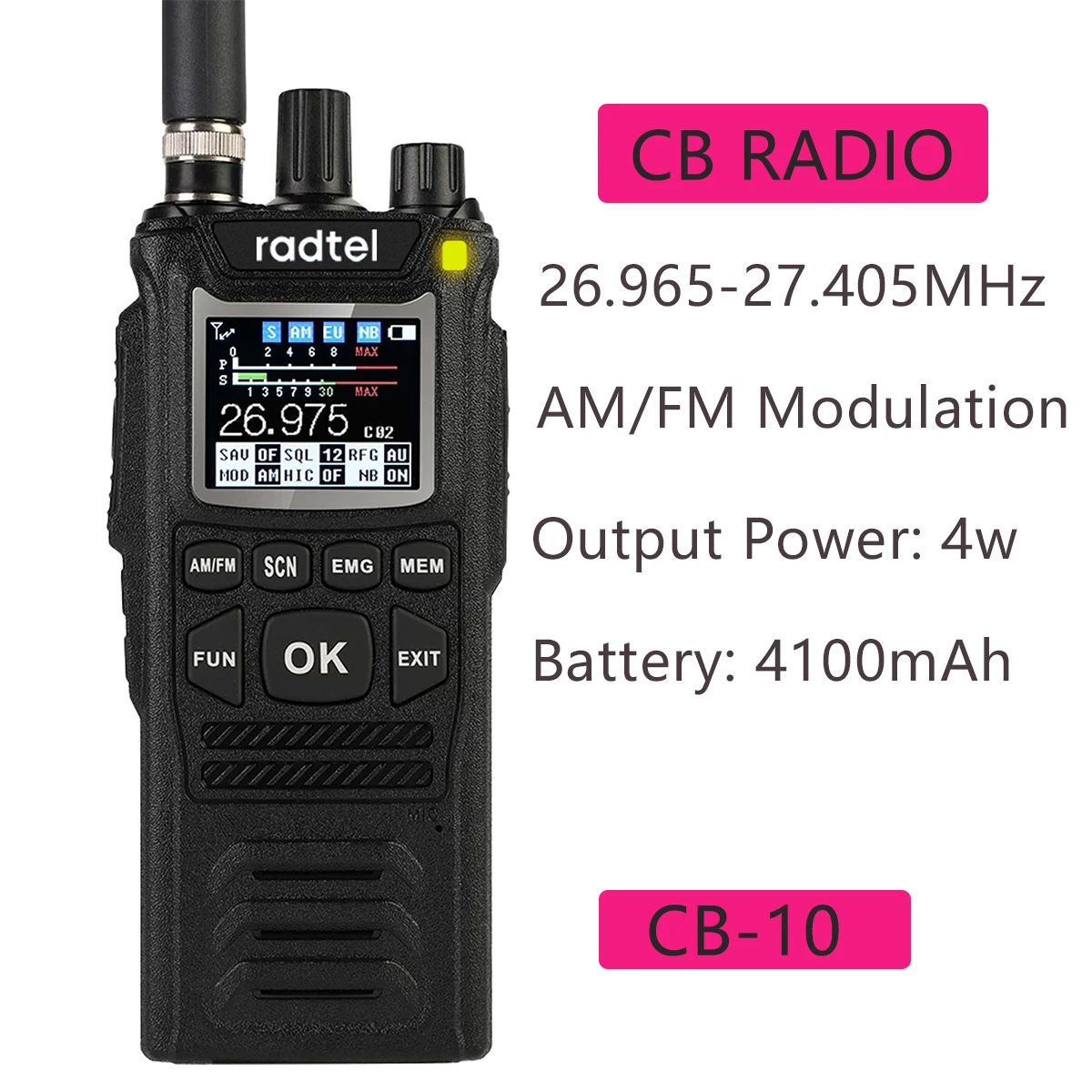 Портативная рация Radtel CB-10 27 МГц 4 Вт 12 В |