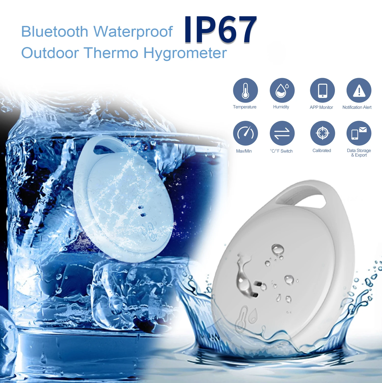 

Waterproof Wireless Smart Temperature Humidity Sensor, Bluetooth Thermometer hygrometer For Portable Fridge Cooler Bag Box