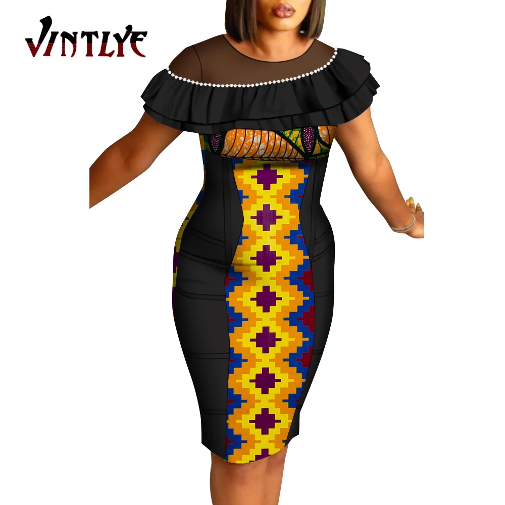 African Dresses for Women Casual Patchwork Lady Dresses with Shawl and Pearl Dashiki African Clothes Robe Dresses WY9210