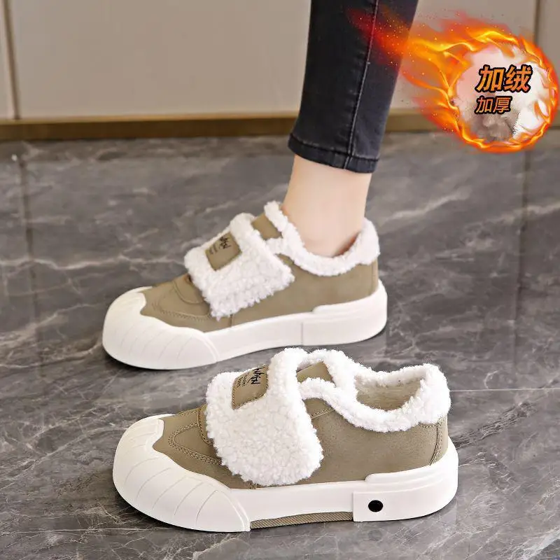 

2022 Winter Women's Cloth Shoes Women's Cotton Shoes Middle-Aged and Elderly Fleece Lined Padded Warm Keeping Girls' Mother