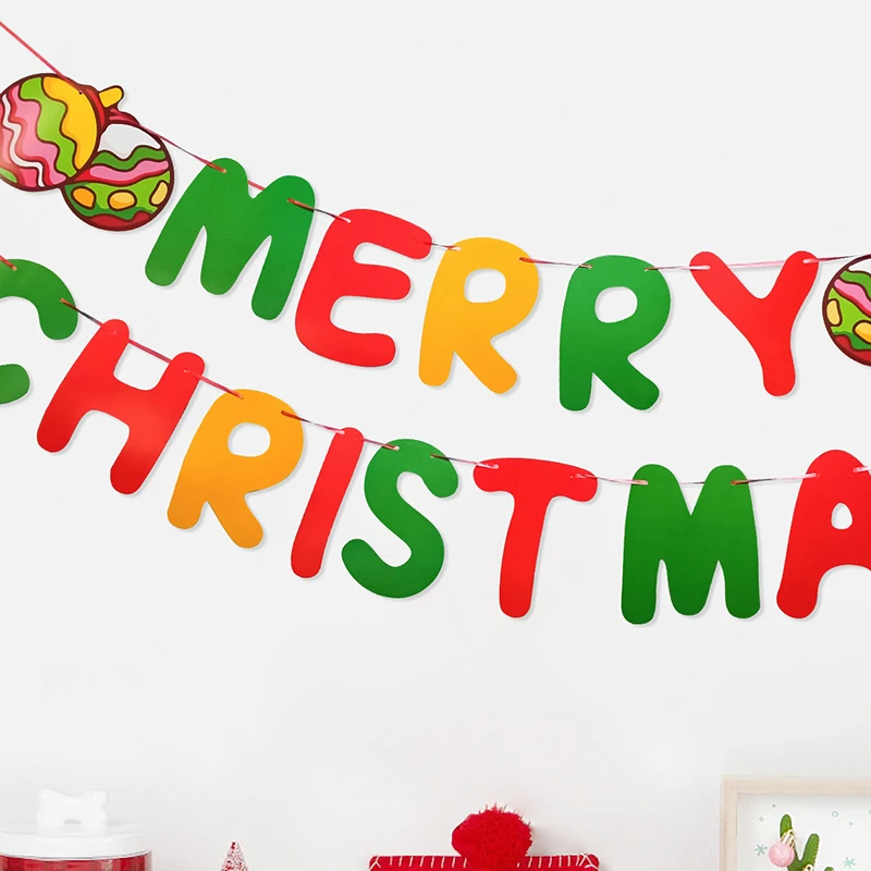 Рождественские украшения 2025 мультяшный флаг цветной Рождественский фестиваль