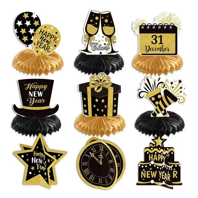 

Новогодние сотовые центральные части, украшения для стола на новый год, центральные части, украшения на Новый год 2023, набор из 9