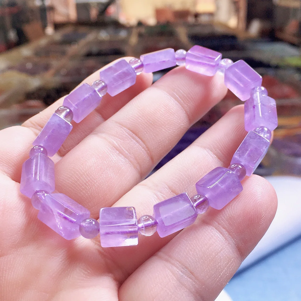

Браслет ручной работы для мужчин и женщин, изящный браслет из натурального камня лаванды, аметиста, кристалла, бисера