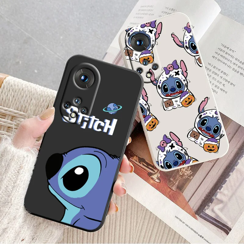 

Disney Stitch cute For Honor 70 60 50 30 20 X20 10X 9X Pro Plus Lite Liquid Rope Silicone Candy Cover Phone Case