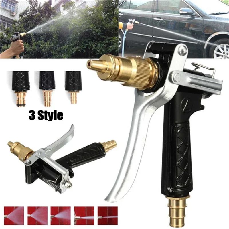 1pc High Pressure Metal Power Water Gun Garden Sprinkler Nozzle Car Washing Water Gun (3 Styles Optional)