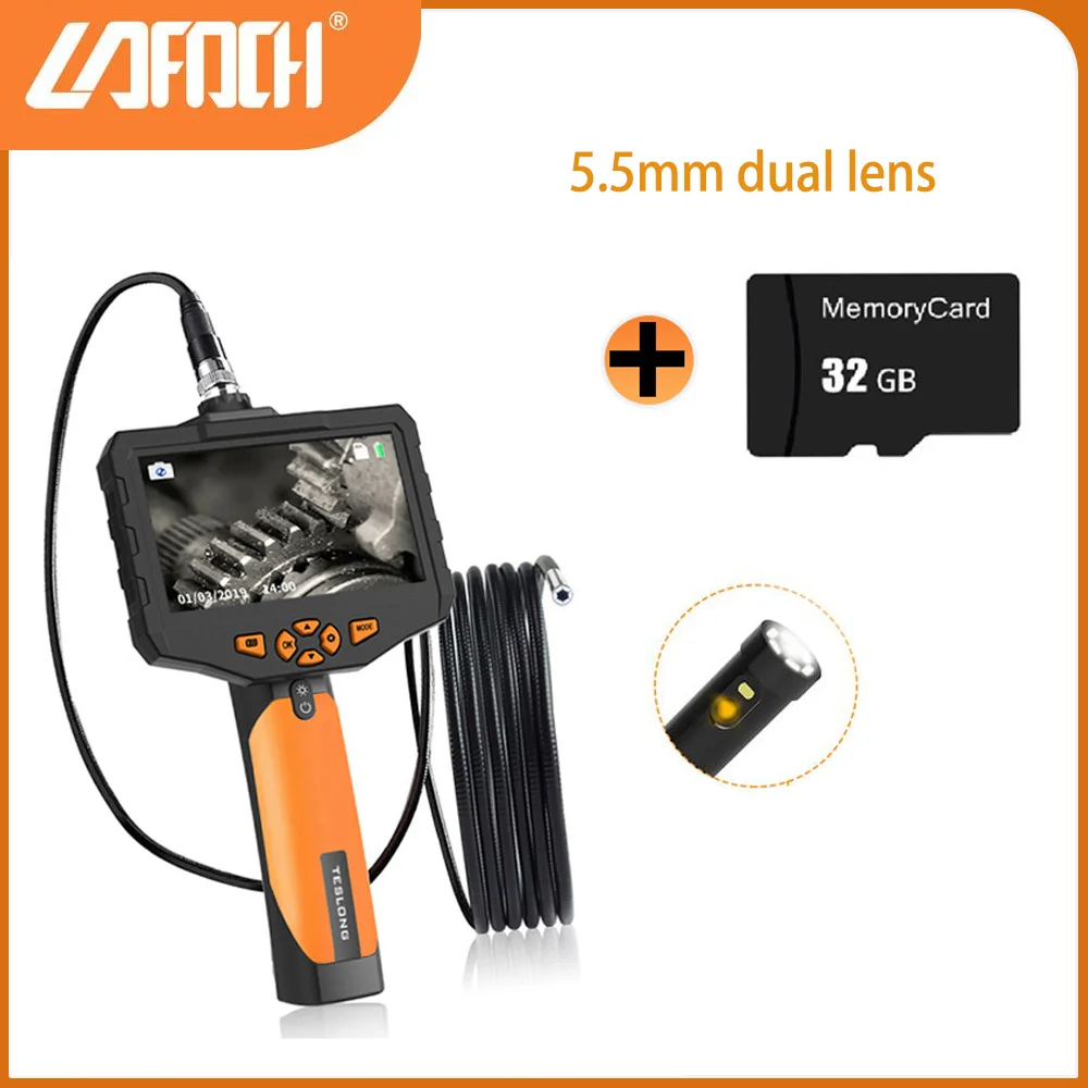 

Dual lens digtial Endoscope Camera Waterproof 3m cable 5.5mm Camera Borescope with 4.3 inch LCD Screen for household appliance
