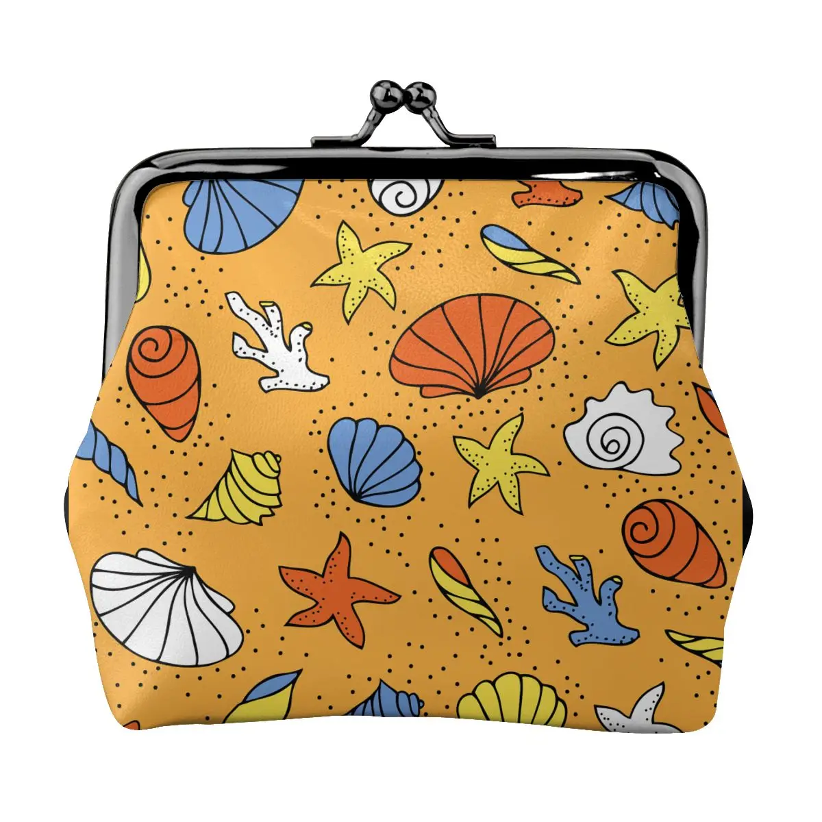 

River Shells Starfish And Corals On The Sand Mini Small Wallet Change Bag Coin Purse Money Bag Key Earbuds Storage Ba