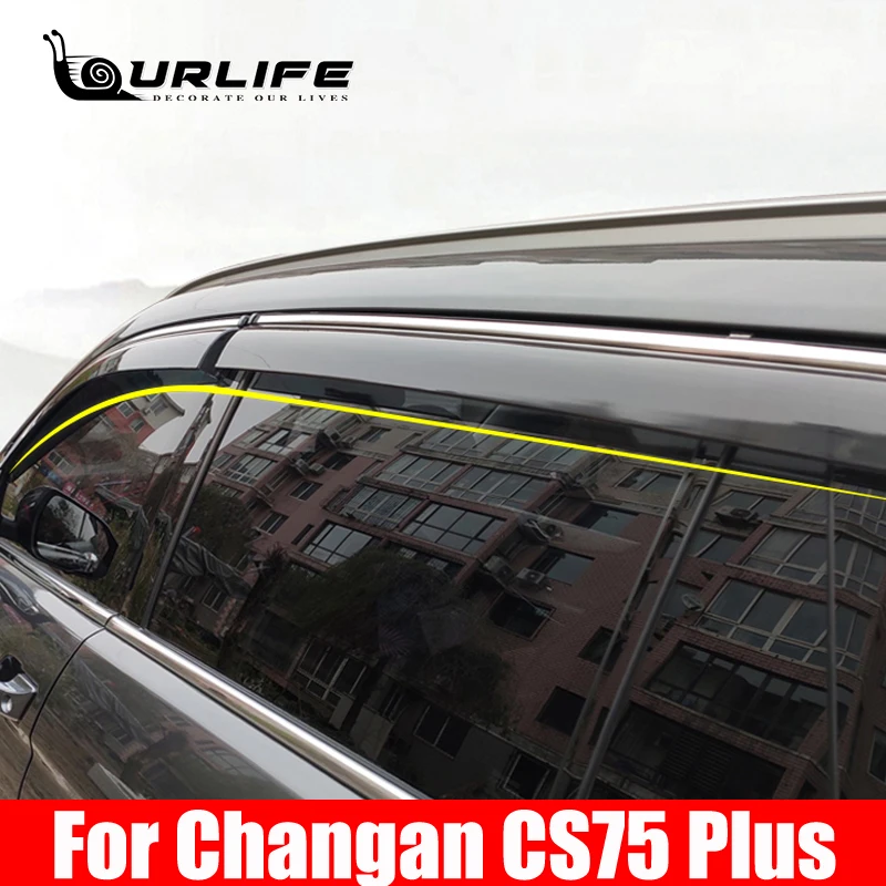 For Changan CS75 Plus 2020 2021 2022 Tinted Car Side Window Visor Guard Vent Awnings SheltersRain Guard Door Visor