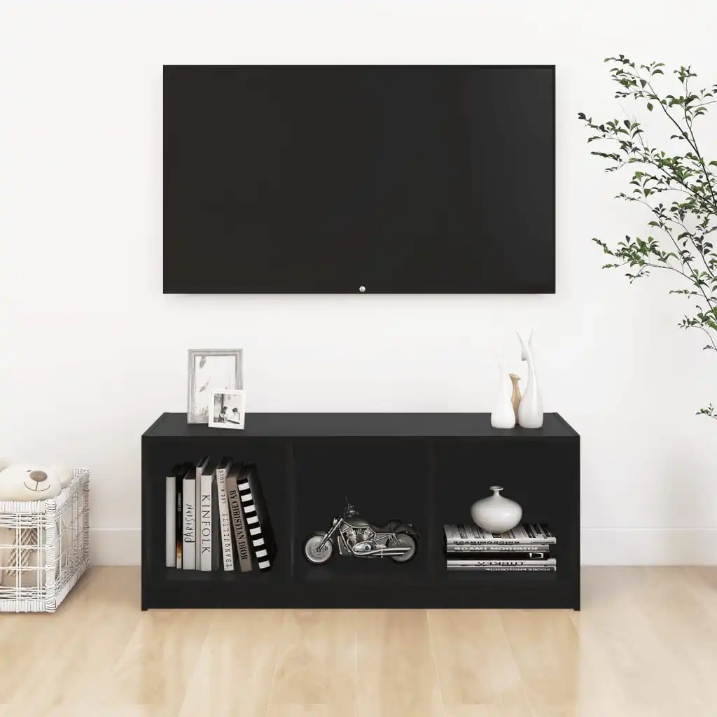 

Black TV cabinet 104x33x41 cm solid pine wood