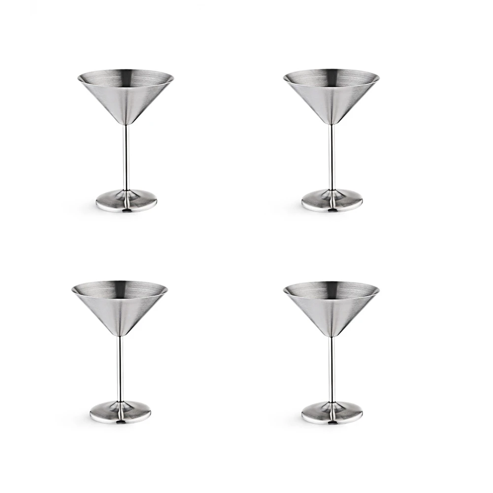 

Очки для мартини из нержавеющей стали, набор из 4 металлических коктейльных очков 8 унций, прочная зеркальная полированная отделка