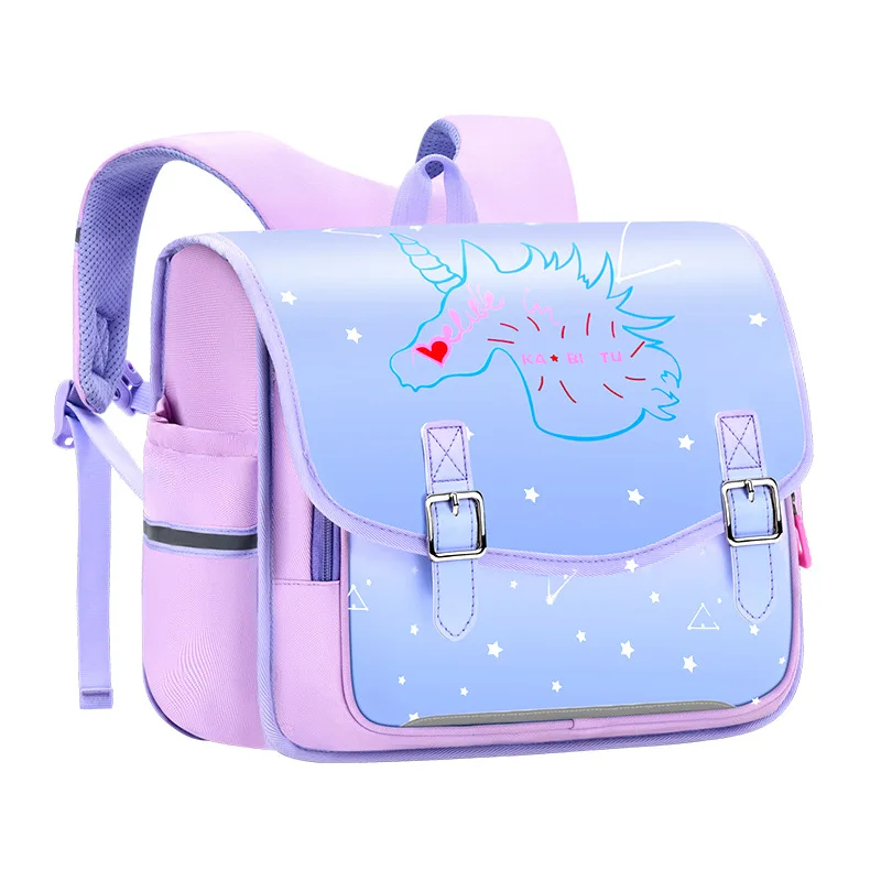 Girls Boys Gradient Color Horizontal British Style Backpacks New Children Fashion Unicorn Dinosaur Large Primary School Bags Hot