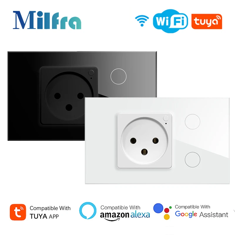 

Умная светодиодная настенная розетка Tuya с Wi-Fi и сенсорным экраном