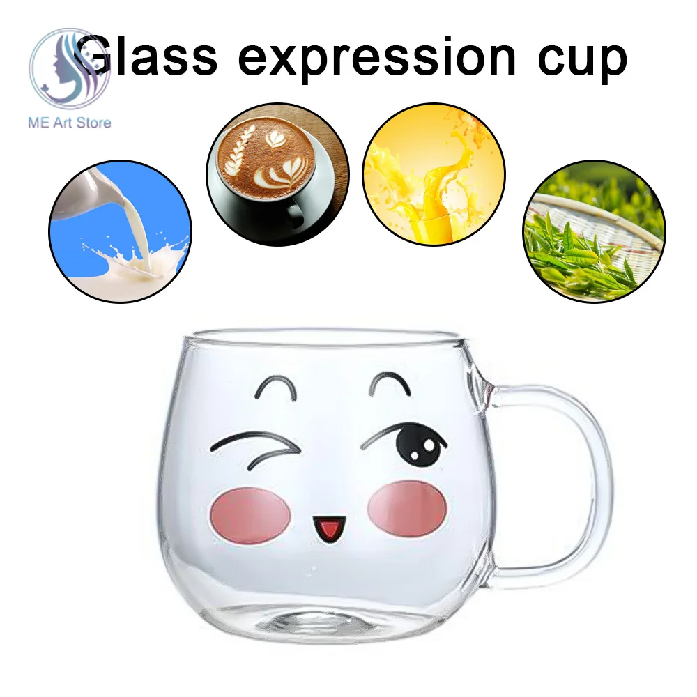 

200ML Cartoon Glass Mug Heat Resistant Tea Milk Lemon Juice Coffee Water Cup Beer Espresso Coffee Whiskey Drinking Cups