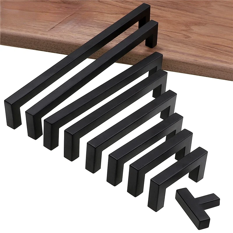 

Modern Black Silver Gold Cabinet Handle Square Furniture Stainless Steel Kitchen Door Knobs Cupboard Wardrobe Desk Drawer Pulls