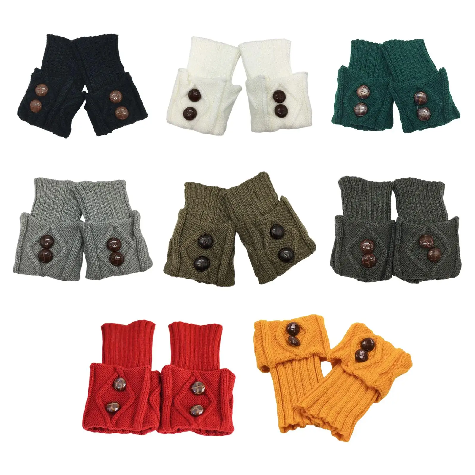

1Pairs Womens Boot Cuffs Crochet Knitted Boot Socks Winter Short Boots Socks Slouch Button Design Leg Warmers for Girls Gift