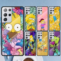 boy family the simpsons for samsung s22 s21 s20 fe s10 s10e s9 note 20 10 ultra plus lite 5g tempered glass tpu phonecase