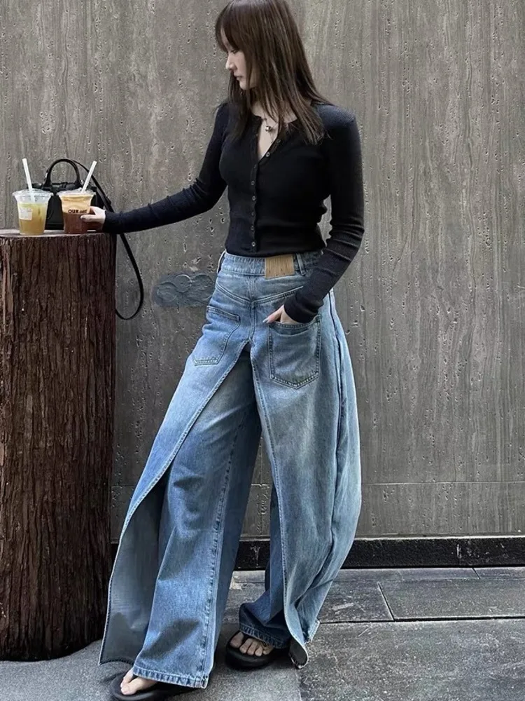 [Яоин] Новые потертые утягивающие передние и задние деконструированные