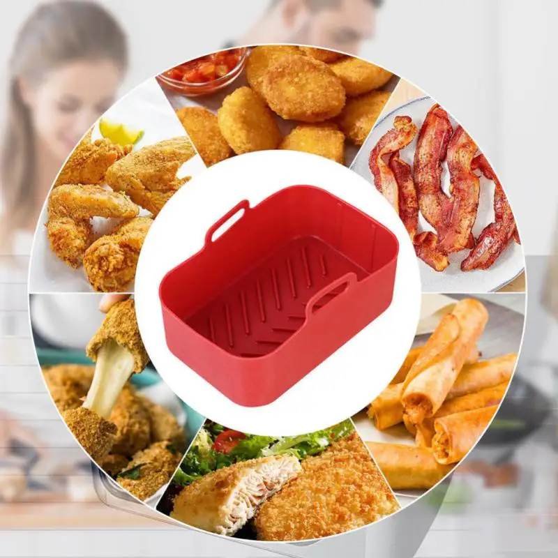 

Healthy And Safe Material Air Fryer Silicone Pot Liners Rectangle Air Fryer Accessories Reusable Silicone Air Fryer Silicone Pad