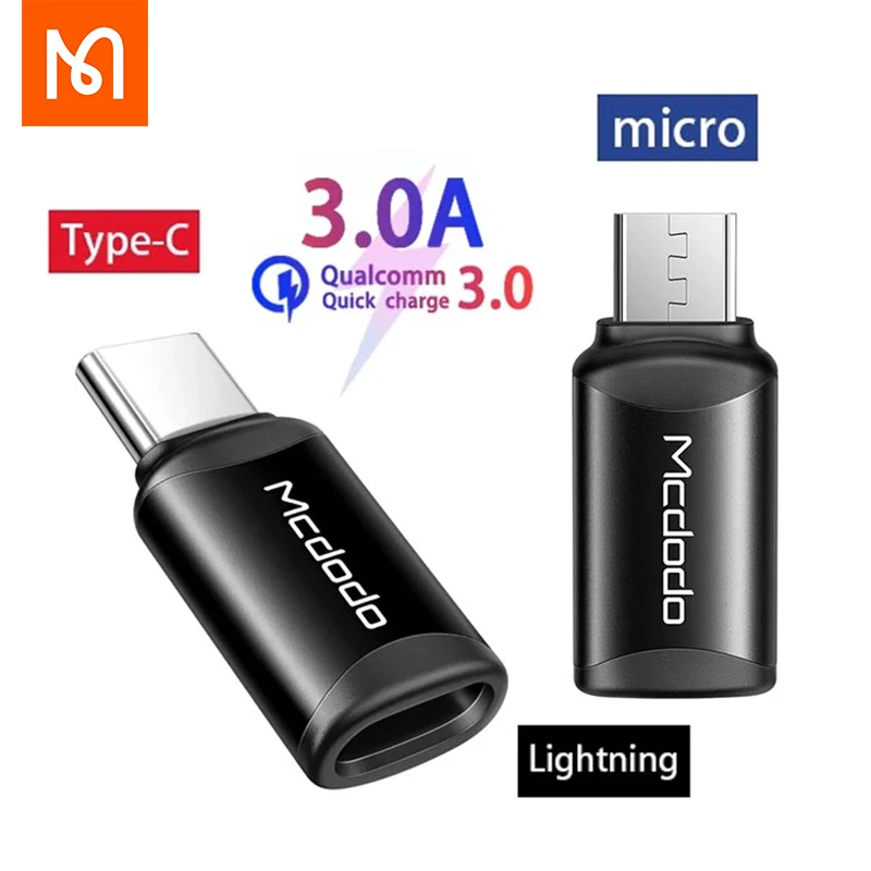 Mcdodo-Adaptador USB OTG Lightning a tipo C, Micro convertidor 3A, cargador rápido...