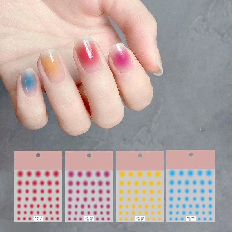Nail Art Blush Stickers Gradual Hazy Stereoscopic Halo Dyeing Colorful Manicure Decorations Polish Self Adhesive Decals