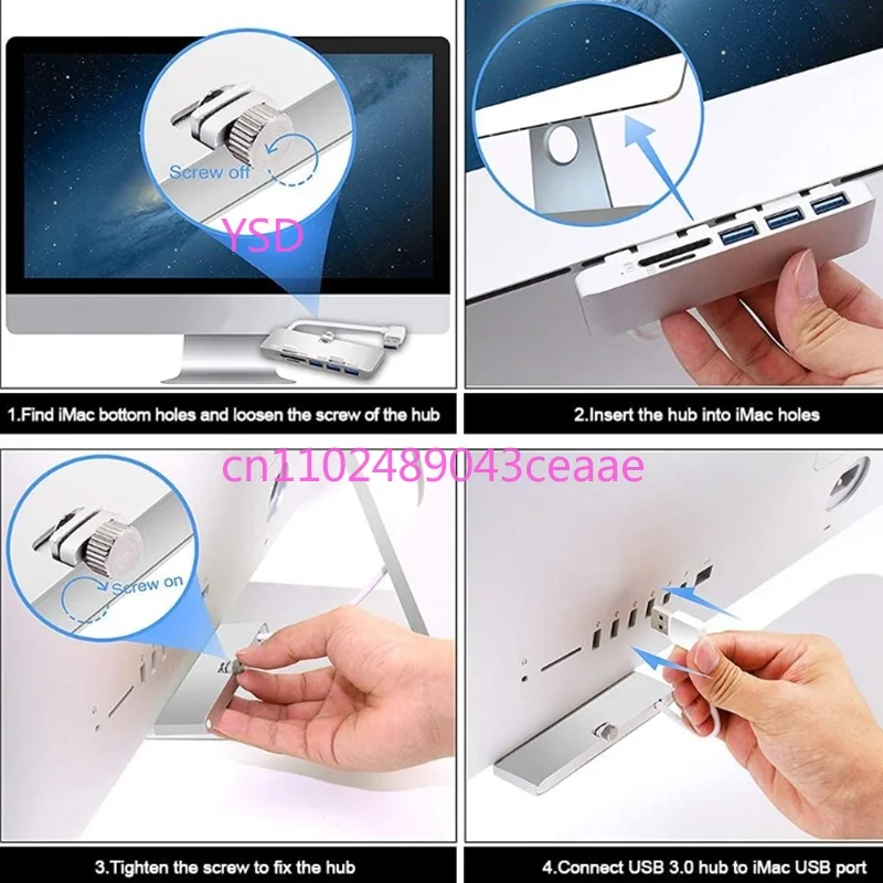 Фото USB-хаб из алюминиевого сплава с 3 портами USB 3.0, совместимый с iMac 21.5 и 27-дюймовыми тонкими моноблочными настольными ПК №3