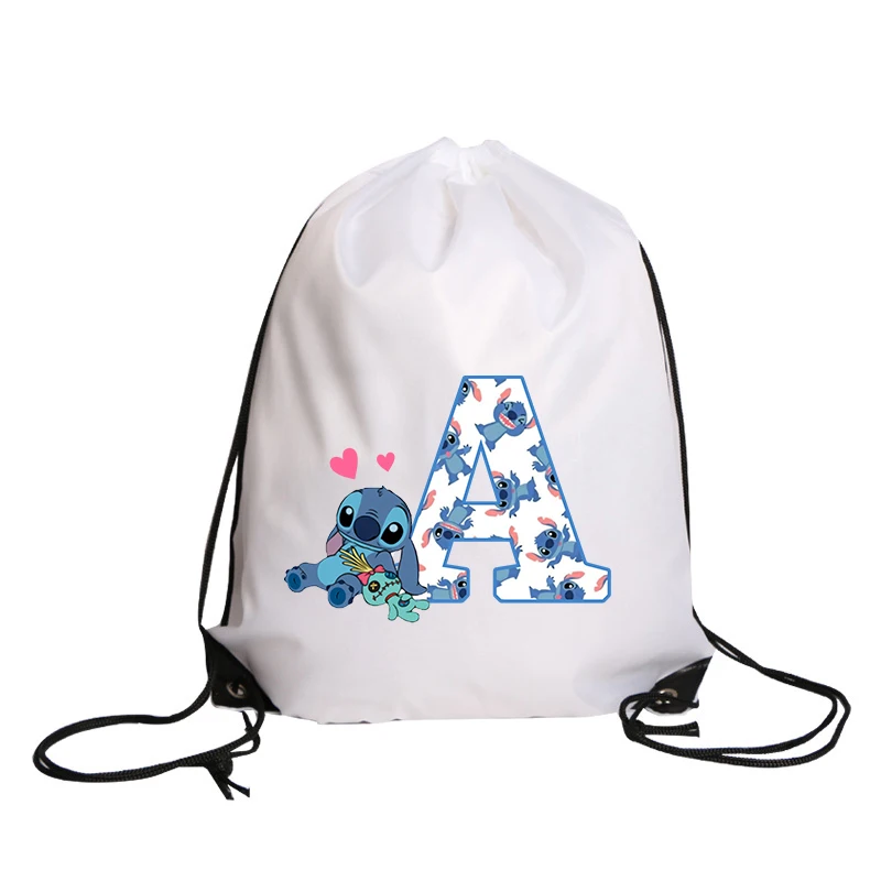 Disney Stitch Girl сумка на шнурке с принтом букв водонепроницаемый рюкзак полиэстер