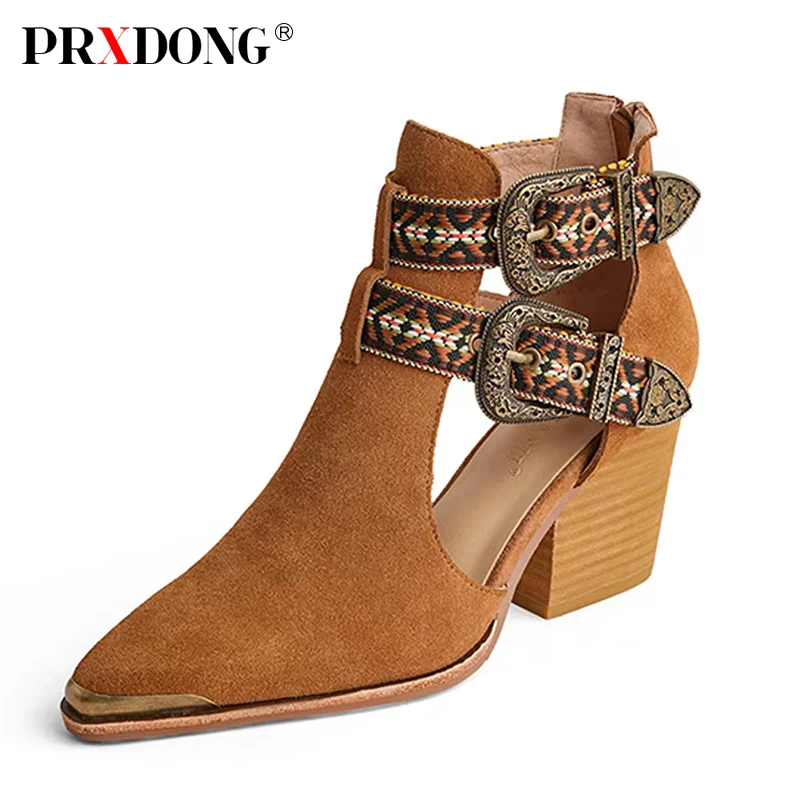 

Новые Брендовые женские туфли из натуральной кожи на высоком каблуке в стиле ретро, коричневые летние классические ботильоны с острым носк...