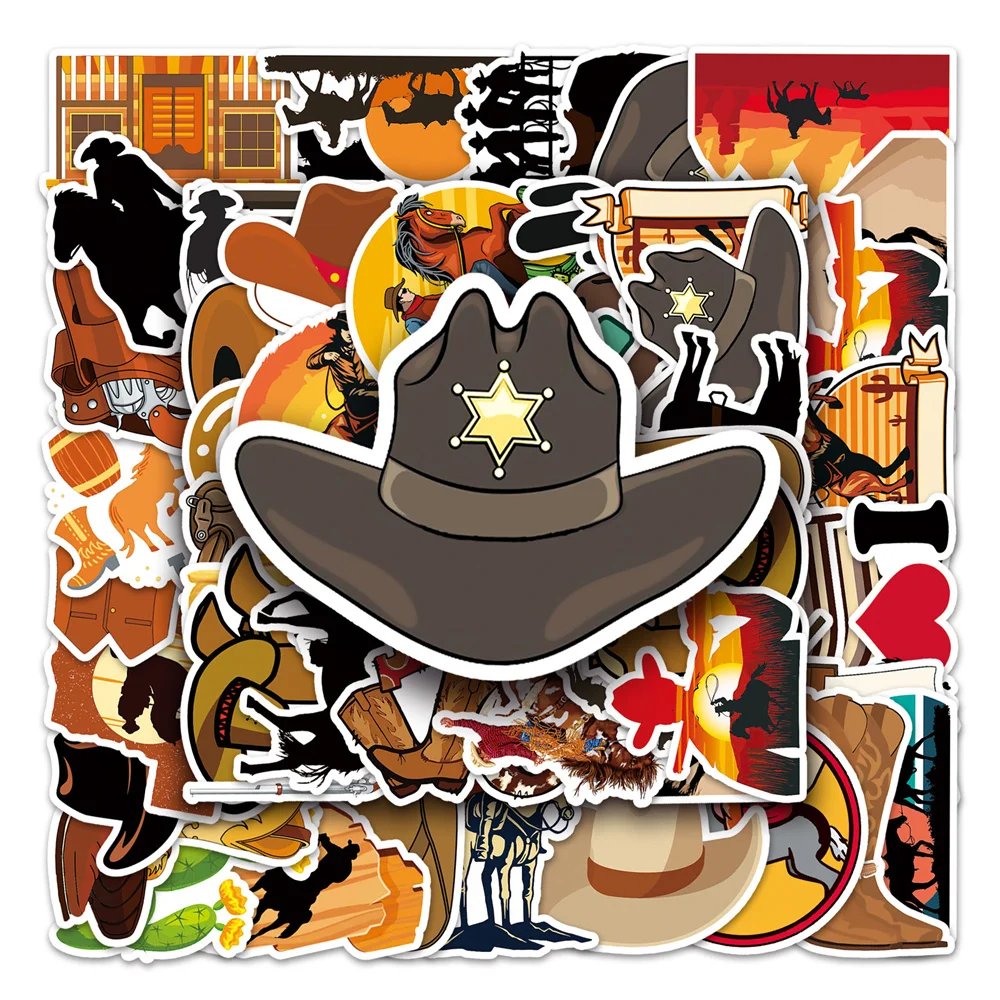 

10/30/50PCS New Cartoon Western Cowboy Graffiti Personality Creative Sticker Suitcase Table Chair Waterproof Sticker Wholesale