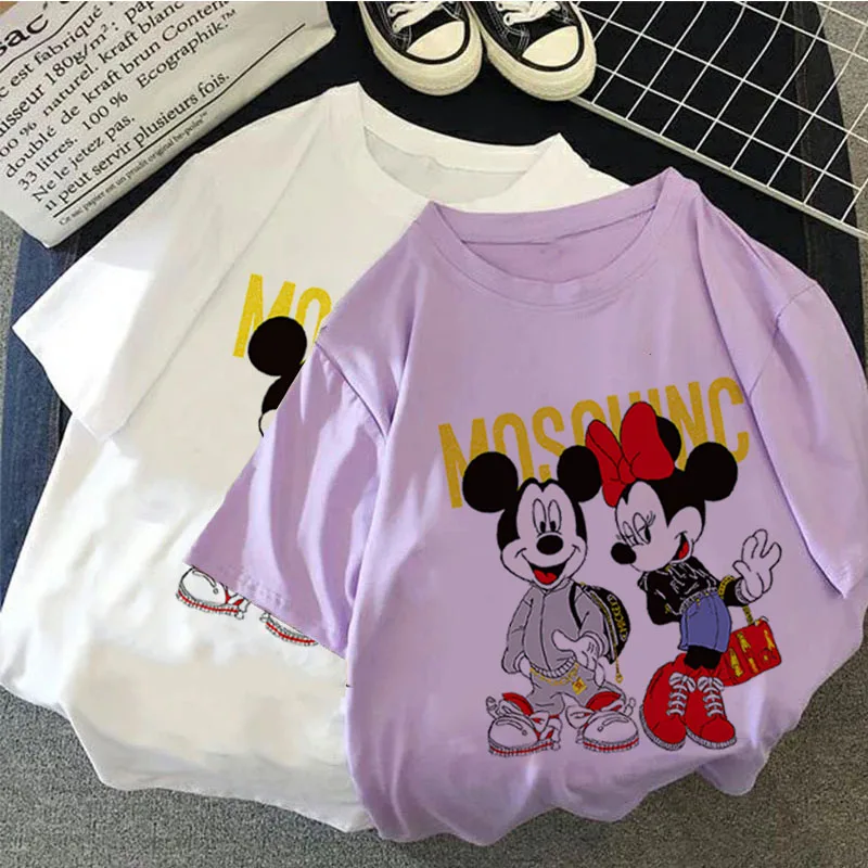 

Disney Mickey Mouse Tshirts Fashion Happy Young Woman Tee Clothing Cute Kawaii Harajuku Summer 2022 Tops T-shirt Y2k Clothes
