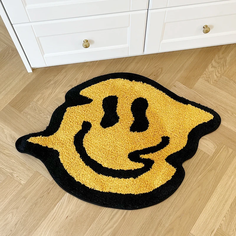 

Trippy Smile Tufted Rug Handmade Tufting Rug Custom Smile Rug Non-Slip Abosrbent Bath floormat Bedroom Kitchen Toilet Carpet