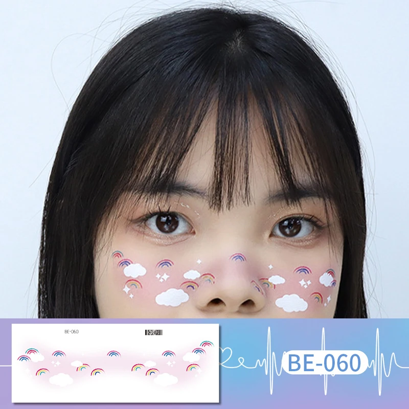 Водостойкая наклейка с надписью Love Heart лицевая тату радуга снежинка зимняя для