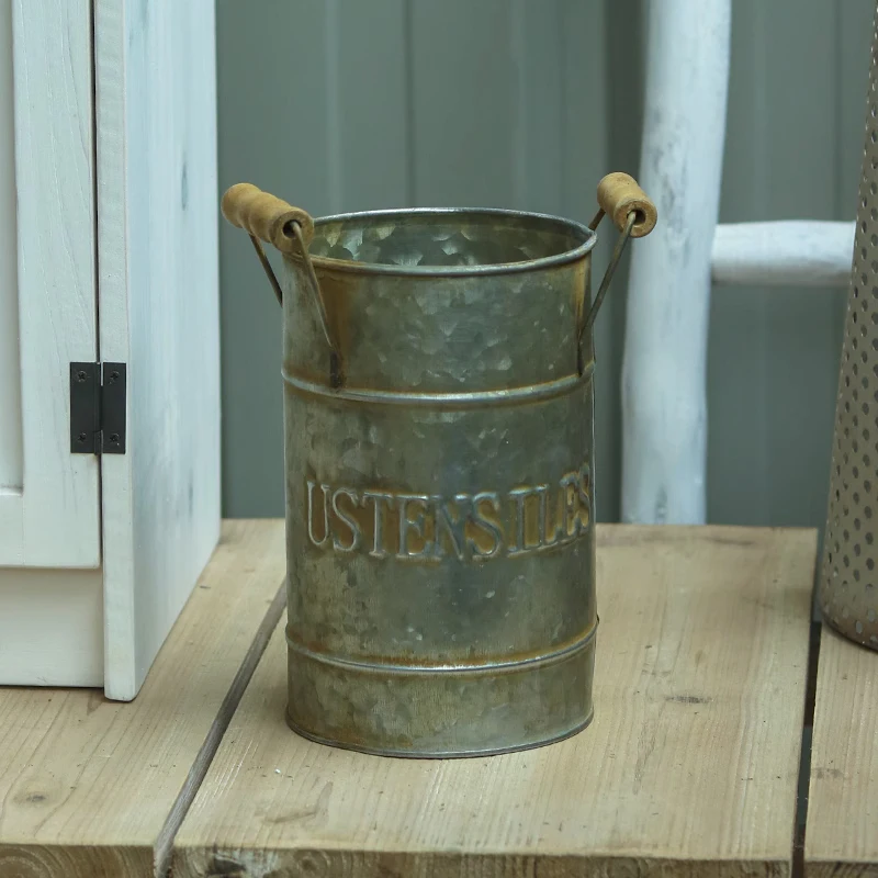 Винтажная бинауральная железная ведерко цветы бочка флористическая ваза