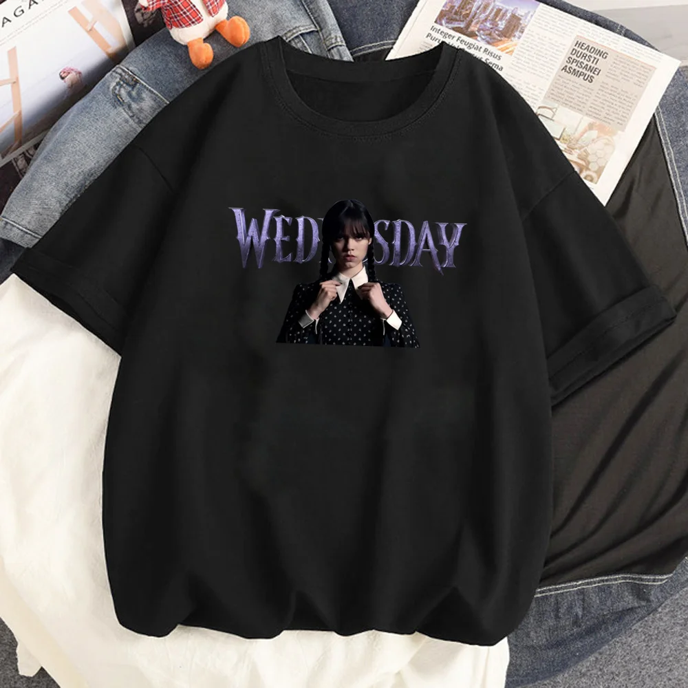 

Wednesday Addams t-shirts women designer funny summer t shirt female manga anime 2000s clothing