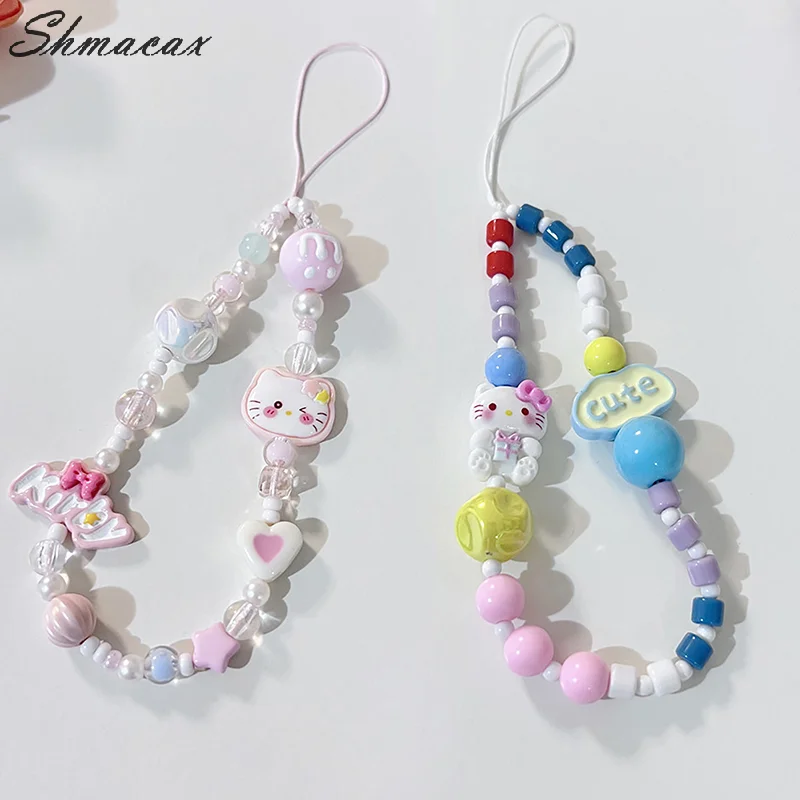 Подвеска для телефона с изображением мультяшного кота КТ бусин кавайное сердце