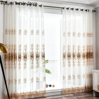 customized european style embroidered water soluble window screen high end extravagant living room balcony linen blackout yarn