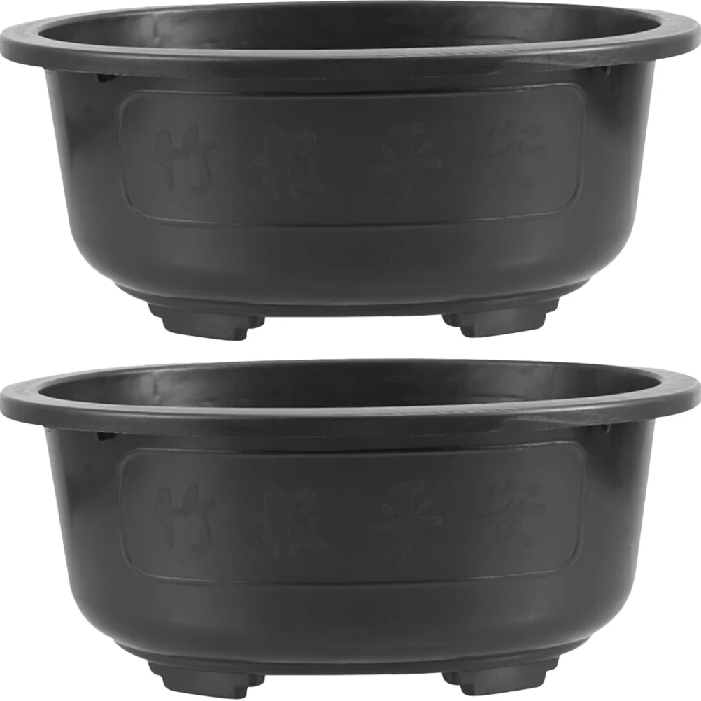 

2 Pcs Flowerpot Garden Bonsai Holder Table Top Stand Cactus Oval Plastic Large Office Bowl Dish Holder Plants