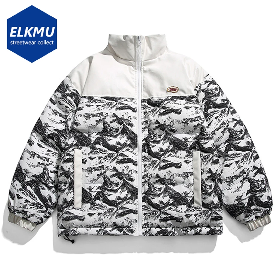 

2022 Men's Winter Parkas Warm Thick Jackets Printed Loose Heavy Coat Black Beige Casual Puffer Jackets Windbreaker Coat Parkas