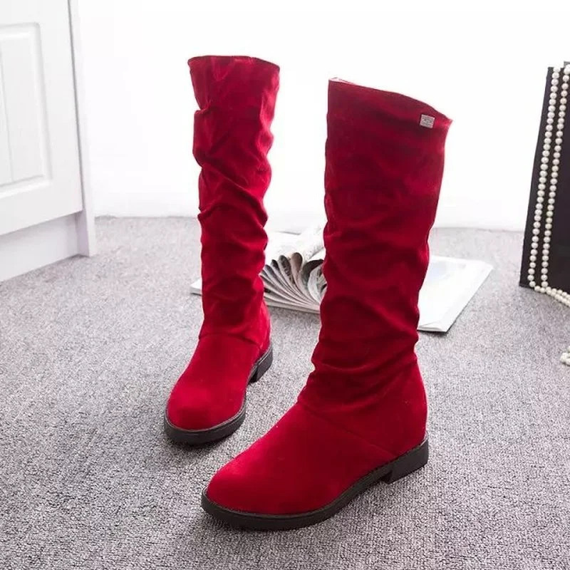 

2022 Snow Boots Women Winter Shoes Casual Woman High Boots Black Red Soft Comfortable Ladies Booties Female Footwear furry heels