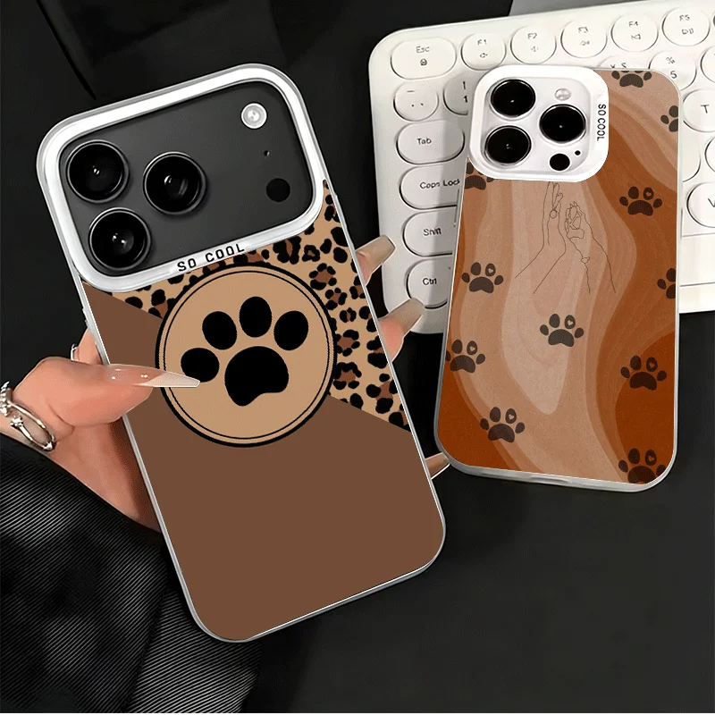 Фото Противоударный чехол для iPhone 17 Air 16 16E 15 Pro Max 14 Plus 13 Mini 12 с милым узором в виде отпечатков собачьих лап, защита от падений №2