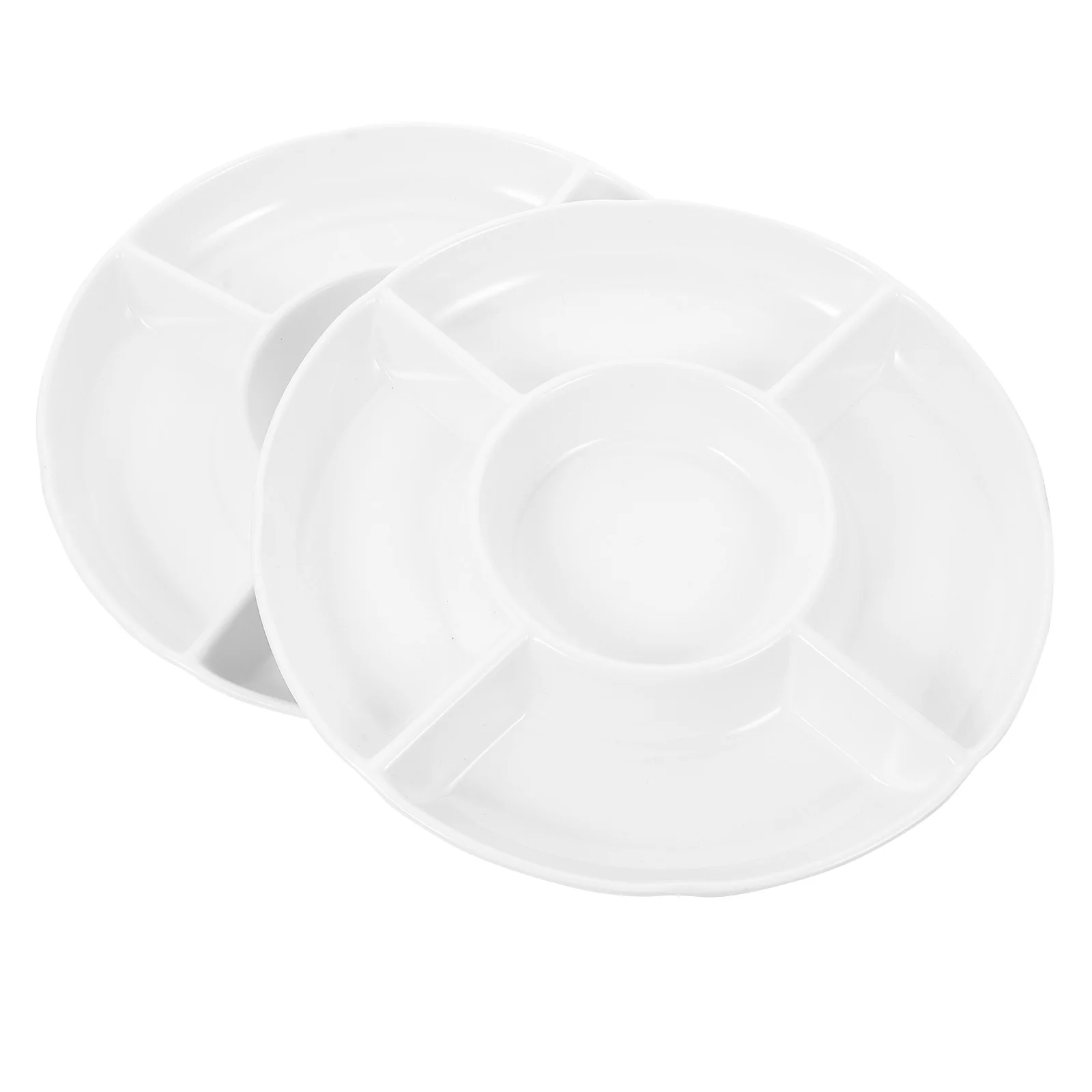 

2pcs Compartment Snack Serving Tray Melamine Appetizer Tray Serving Plates Dishes for Dried Nuts Candies Fruits
