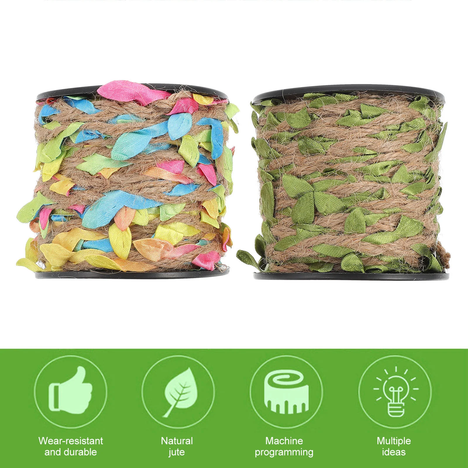 2-рулонная натуральная имитация веревки и ленты из ротанга для цветочного букета