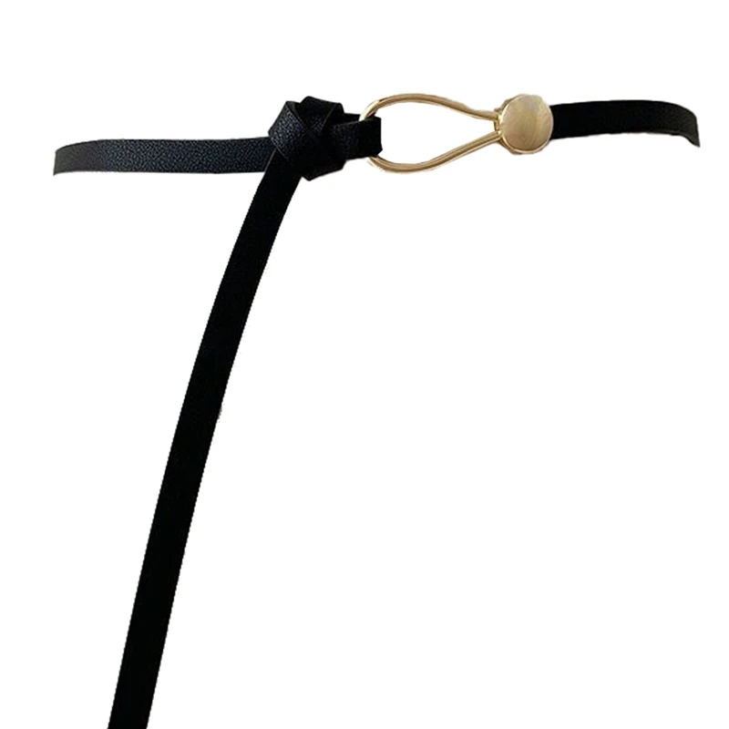 

Women Belts Thin Golden Buckle PU Leather Strap For Dress Trousers Casual Female Designer Waistband