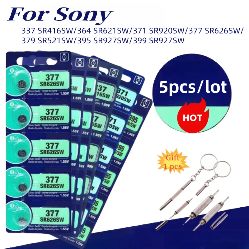 Фото НОВЫЙ 5 шт. 337 SR416SW 364 SR621SW 371 SR920SW 377 SR626SW 379 SR521SW 395 399 SR927SW Батарея для серебряных часов №1
