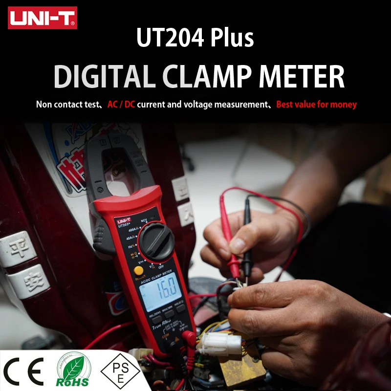 

UNI-T UT204 Plus/UT210 Series Clamp Ammeters. Temperature Voltage Tester LCD Digital Current clamp AC/DC NCV True Rms Multimeter