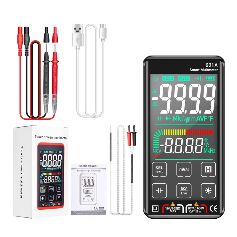 

Digital Multimeter Tester with Flashlight Anti-burn DC AC Voltmeter Ammeter Auto Ranging Tester Ohmmeter Voltage Current