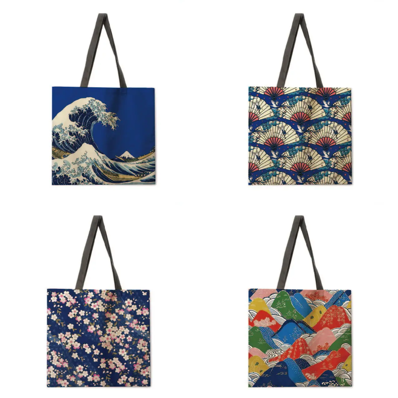

Ukiyoe printed handbag Women's casual handbag Women's shoulder bag Foldable shopping bag Beach bag handbag