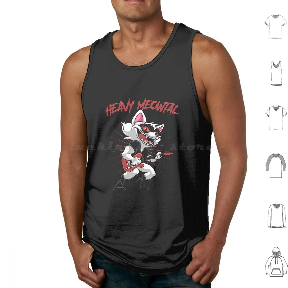 

Heavy Meowtal Cat Lead Guitarist Tank Tops Print Cotton Cat Heavy Metal Music Cats Metal Heavy Meowtal Kitten Meow
