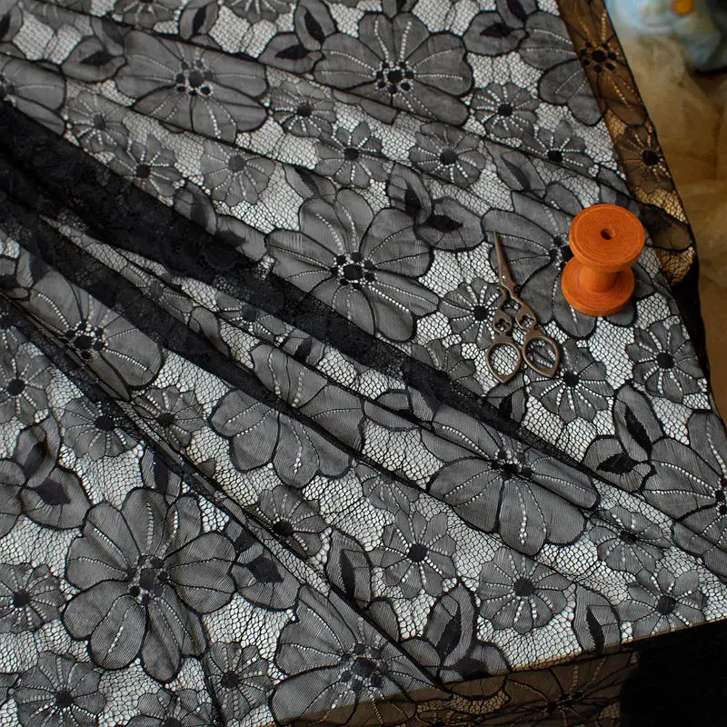 1 5 м фототкань &quotсделай сам&quot мягкая черная Цветочная кружевная ткань свадебное