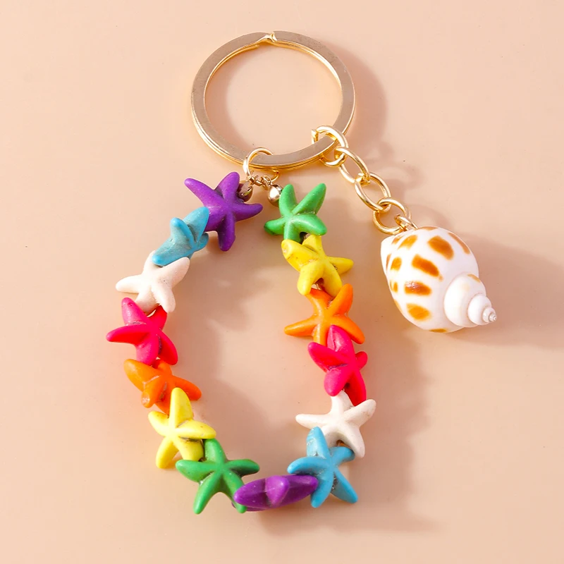 

Fashion Handmade Starfish Keychains Summer Beach Conch Charms Keyrings for Women Men Car Key Handbag Pendants Key Chains