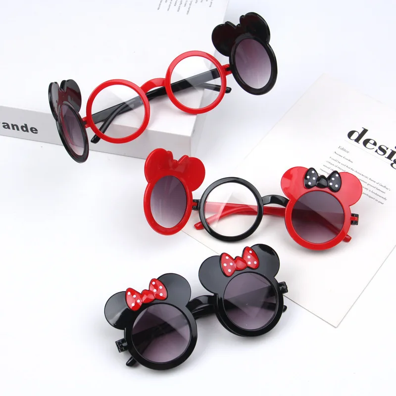 

Disney Children's Bow Clamshell Sunglasses Female Baby Tide Style Sunglasses Cartoon Cute Photo Concave Modeling Girl Glasses